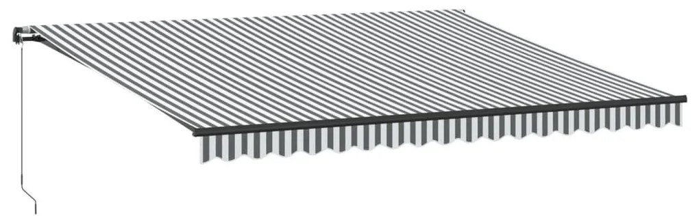 antracitszürke-fehér LED-es kézi napellenző 450 x 350 cm