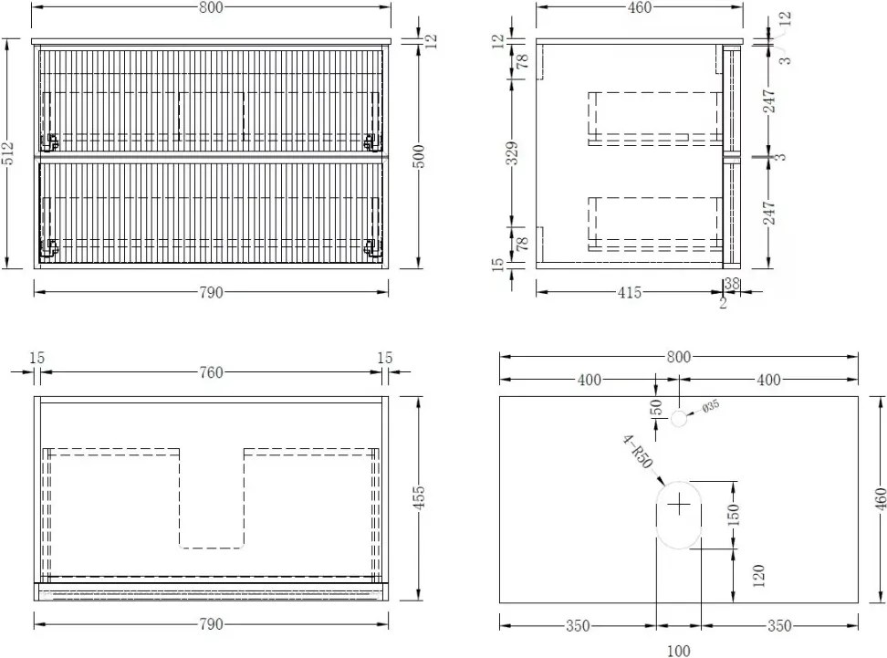 AREZZO design SAVONA 80 cm-es Fürdőszoba alsószekrény 2 fiók, tölgy