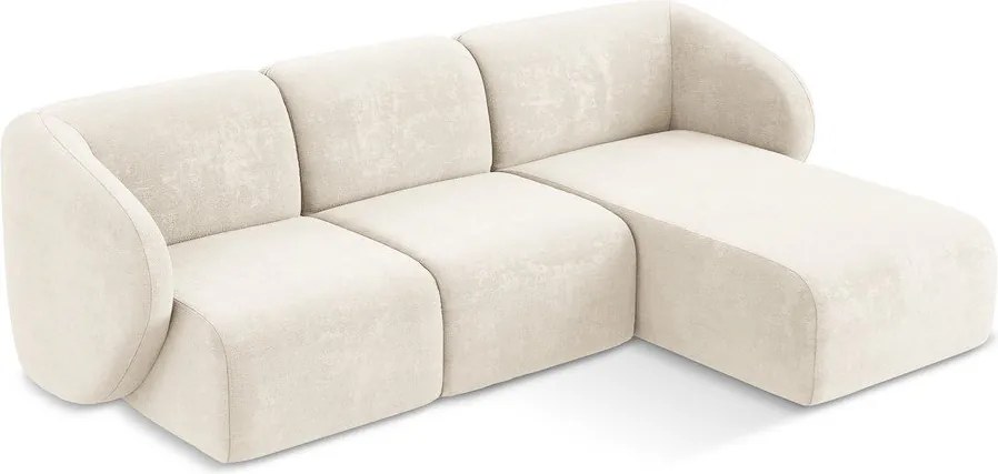 Bézs zsenília sarokkanapé (jobb oldali-heverő résszel) Lani – Makamii