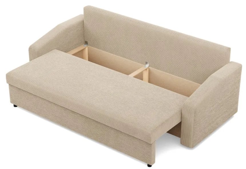 Zeus kanapéágy, kordbársony, bonell töltet, döntött kartámasz, bézs