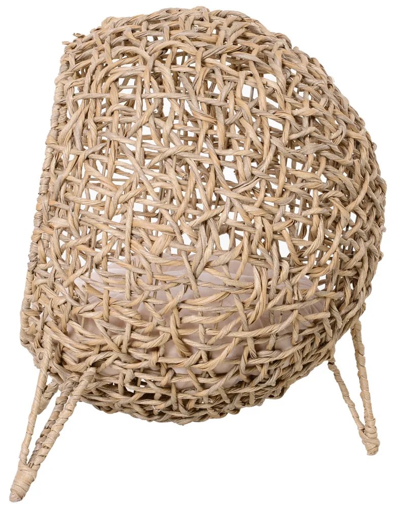 Rattan macskaház párnákkal, natúr, 52 x 58 cm