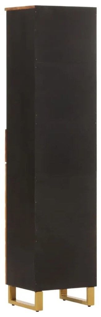 barna és fekete tömör mangófa fürdőszobaszekrény 38x33,5x160 cm