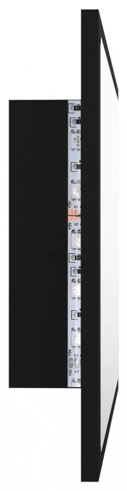 fekete akril LED-es fürdőszobai tükör 60x8,5x37 cm