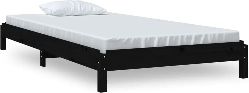 vidaXL fekete tömör fenyőfa egymásra rakható ágy 75x190 cm