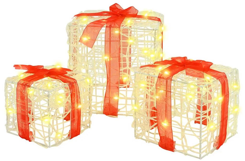 Ajándékdoboz 60 LED-del 3 pcs Meleg fehér 20 x 20 x 20 cm Akril