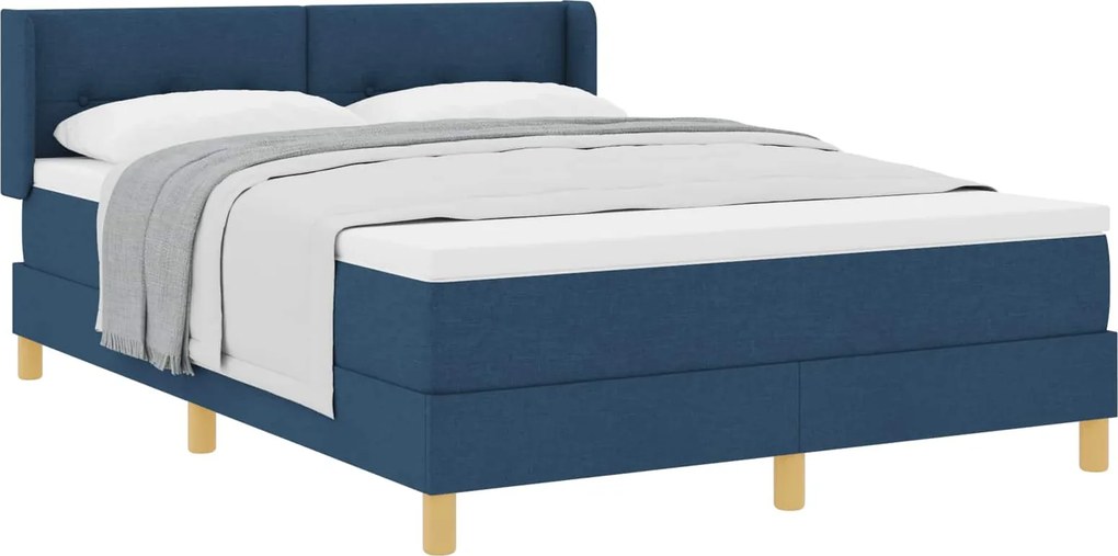 vidaXL Boxrugós ágy matracmal fejtámlával Kék 190 x 140 cm Poliészter