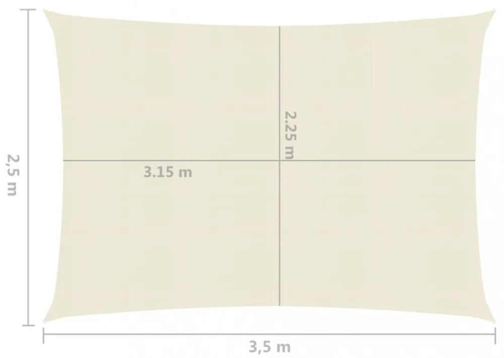krémszínű HDPE napvitorla 160 g/m² 2,5 x 3,5 m