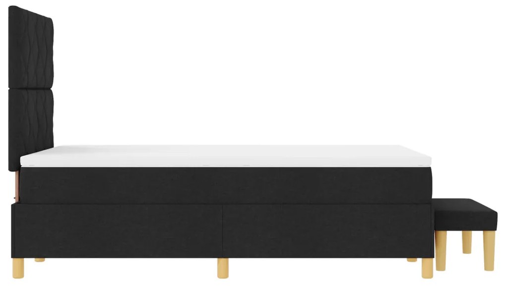 Box Spring Ágy matraccal és paddal Fekete 120x200 cm Szövet