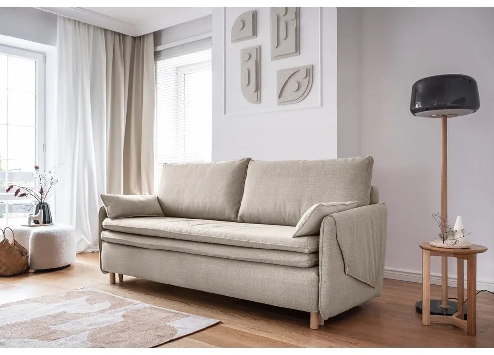 Bézs kinyitható kanapé 207 cm Simon – Miuform
