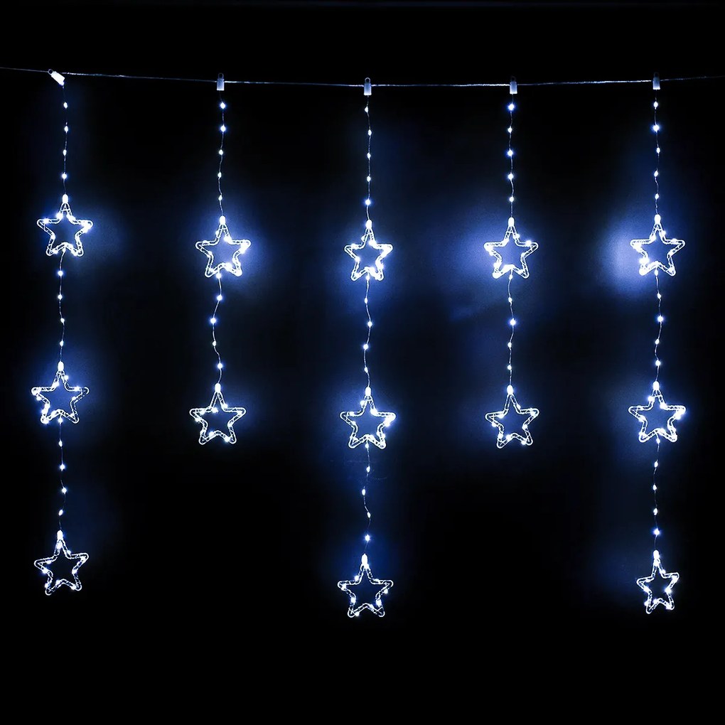 Stars kültéri fényfüggöny, 120x120 cm, LED, hideg fehér, időzítő, 8 funkció, 120 cm