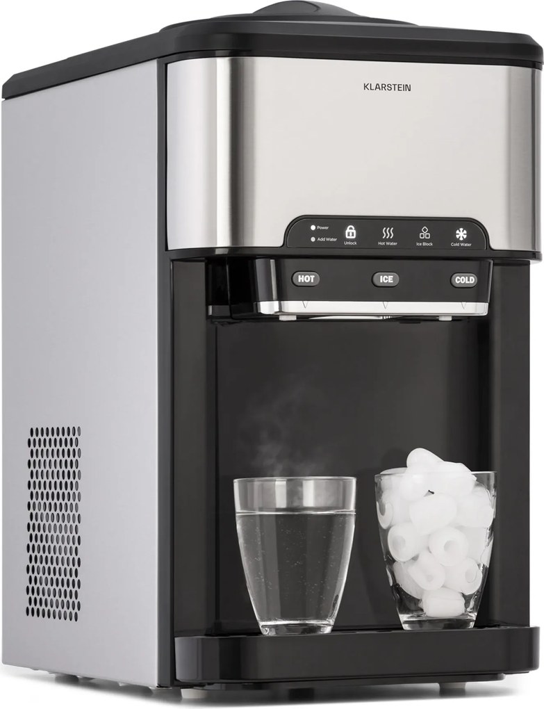 Klarstein Aqueous, jégkocka készítő 3 az 1-ben, jégkocka, 20 kg/24 h, vízadagoló: hideg és meleg