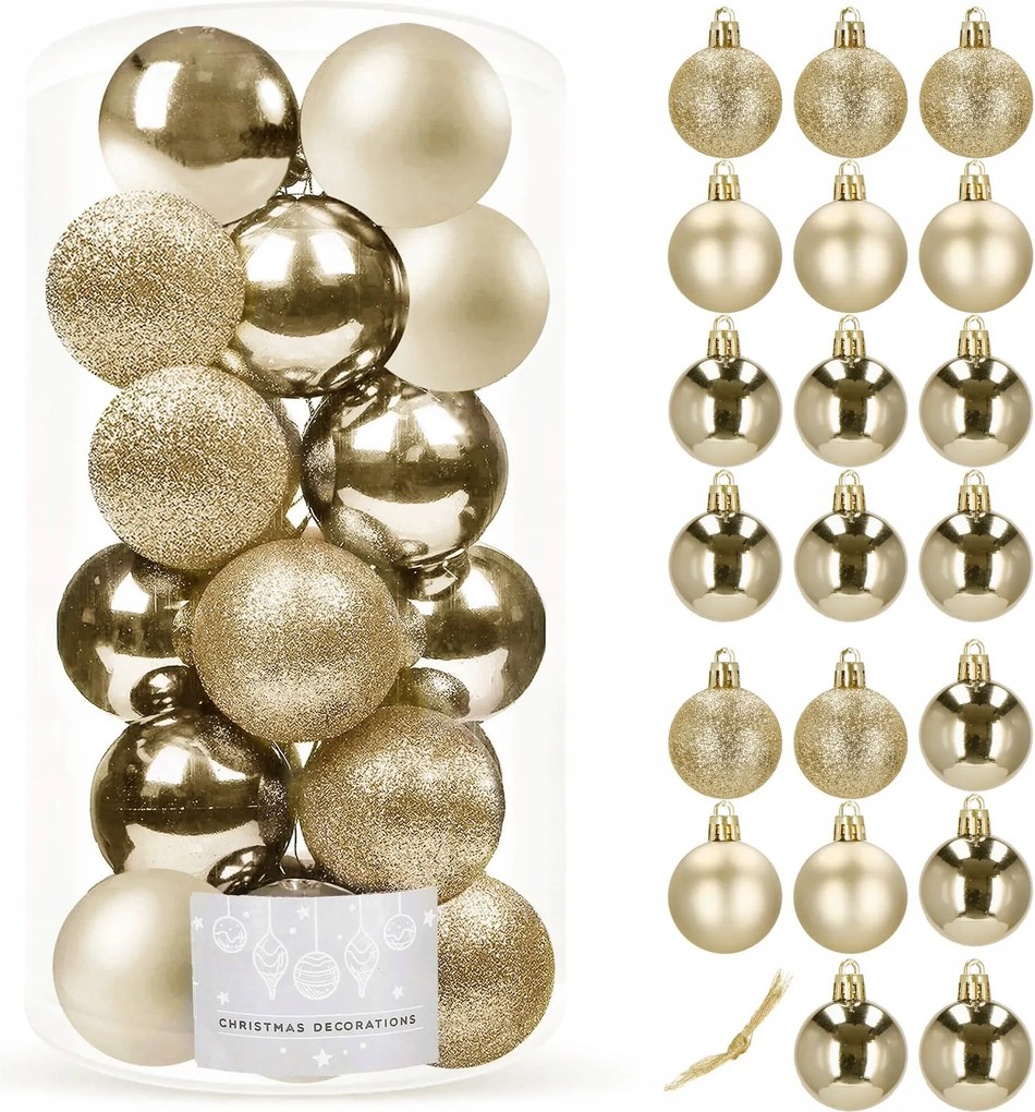 Törhetetlen Karácsonyfa Bombák 4cm Szett 20db-os MIX Arany Karácsonyfa Díszek