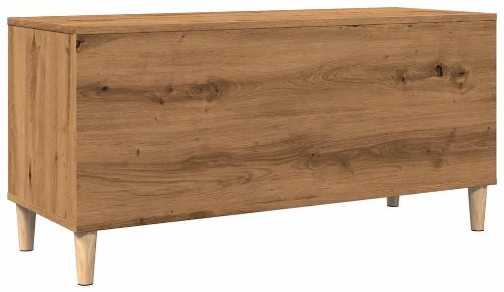kézműves tölgy színű szerelt fa hanglemezszekrény 100x38x48 cm