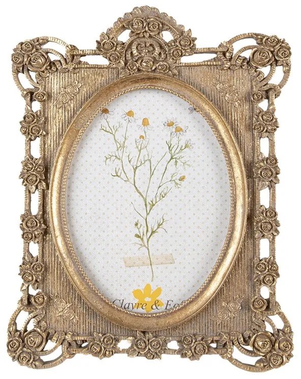 Arany színű vintage fényképkeret rózsás 13x18 cm