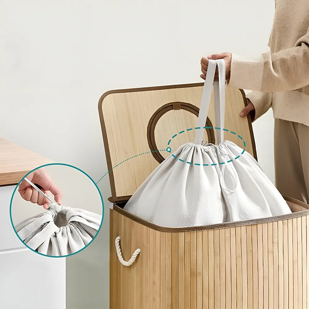 Bambusz szennyestartó kivehető hálóval