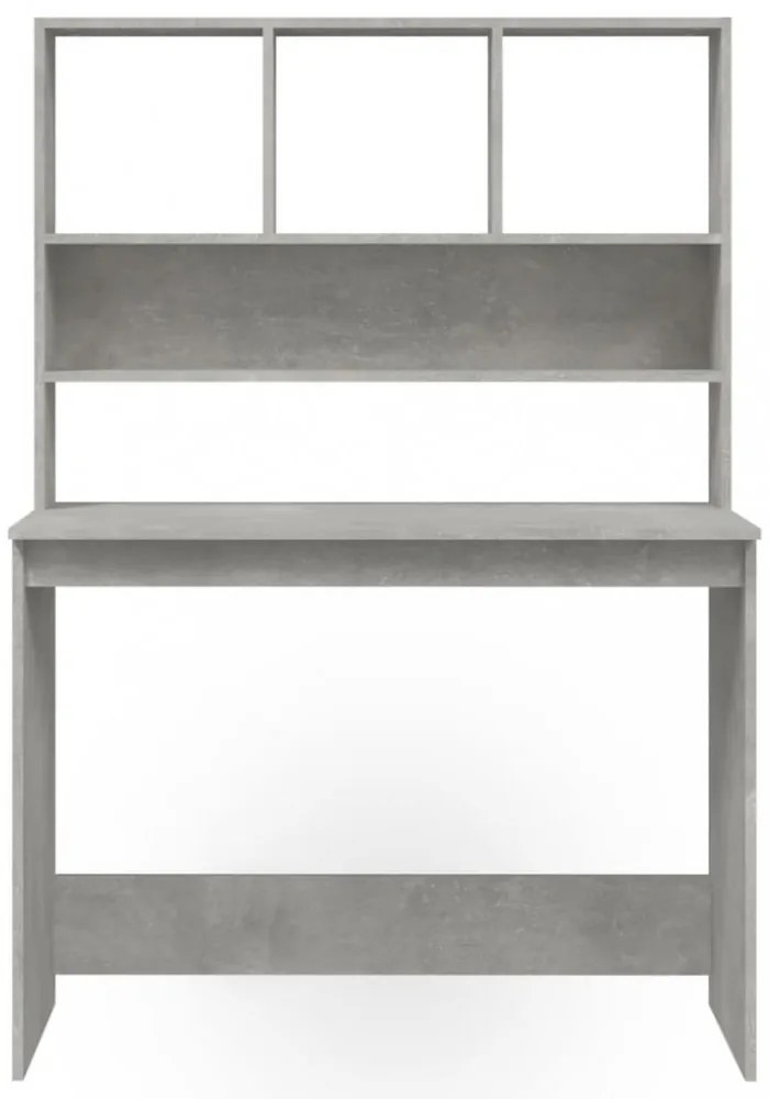betonszürke szerelt fa íróasztal polcokkal 102 x 45 x 148 cm