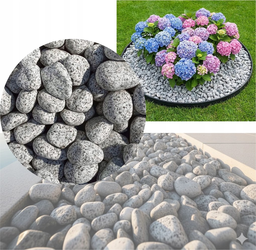 Granit Dálmata Kavics Szürke Díszkő 4-6CM Kerti Dekorációhoz 5KG