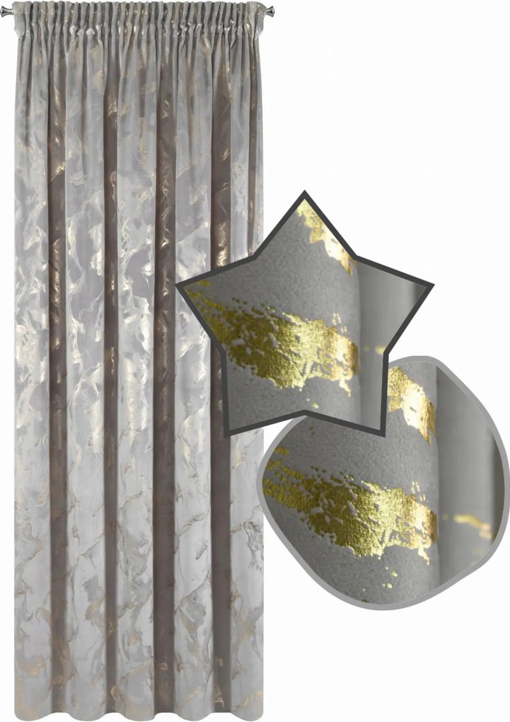 Függöny mintás Márvány 140x230 cm Szalag – Stílusos design Világos Szürke