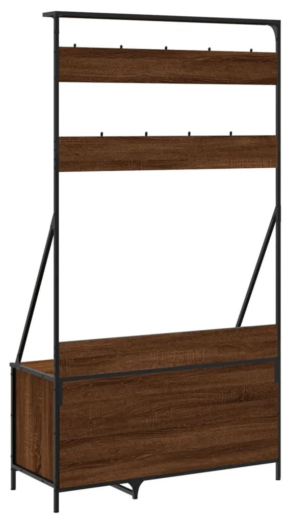 barna tölgyszínű ruhafogas cipőpolccal 100x41x184 cm