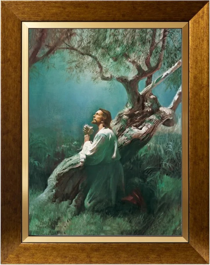 Jézus Imádság Az Édenben Vászonkép Arany Díszített Keretben 30X40