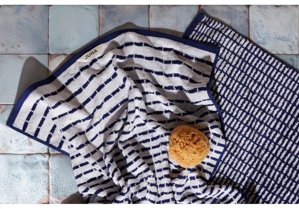 Fehér-kék frottír bambuszkeverék törölköző 50x100 cm Nuance – JUNA