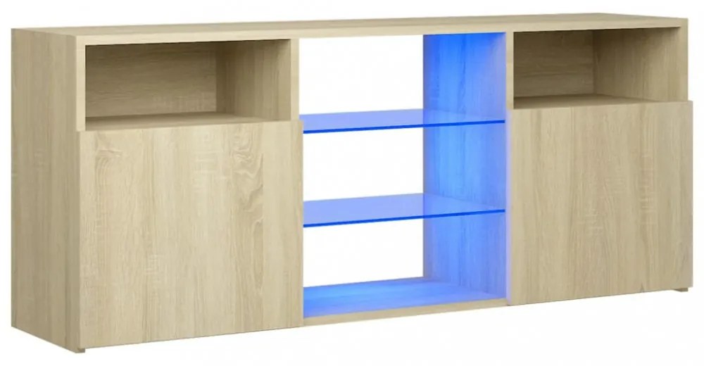 sonoma tölgy színű TV-szekrény LED lámpákkal 120x30x50 cm