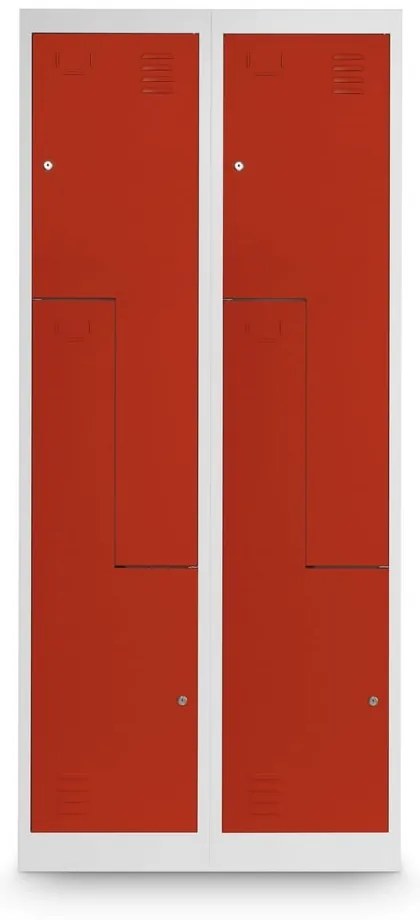 Fém szekrény Z, 80 x 50 x 180 cm, hengerzár, piros - RAL 3000