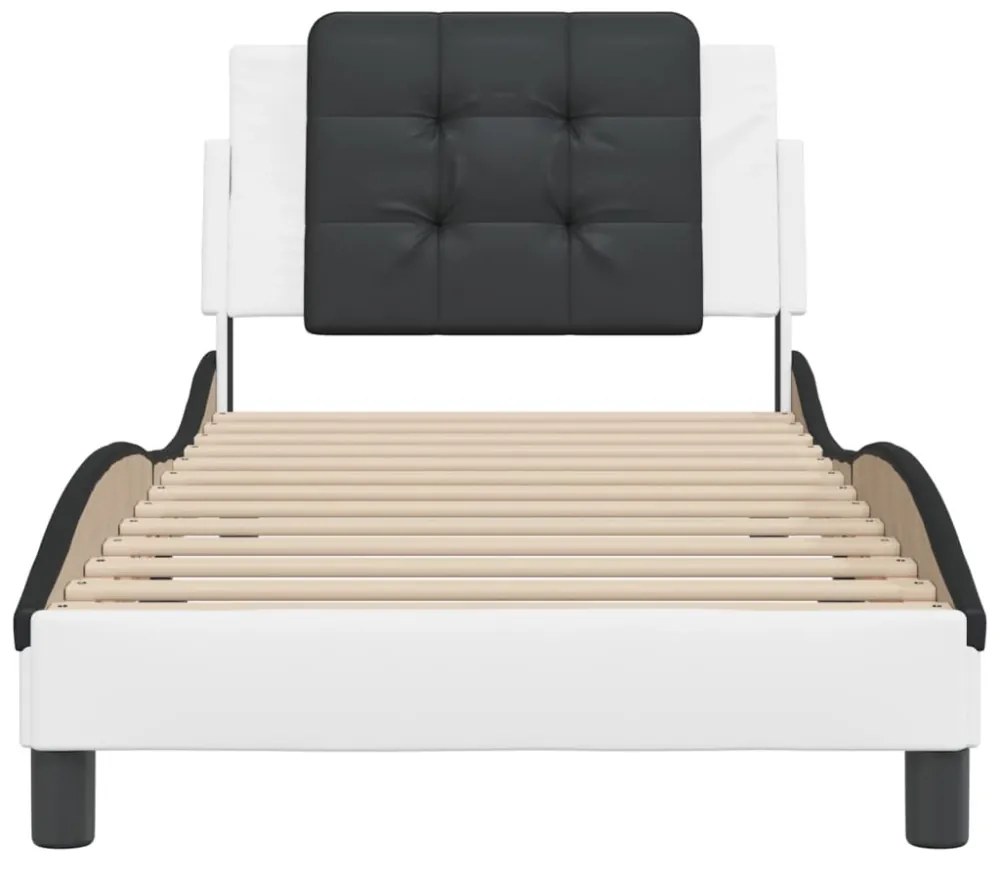 fehér és fekete műbőr ágykeret matrac nélkül Zadar 100x200 cm