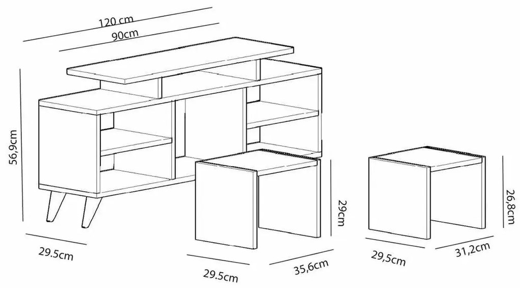 TV szekrény Kutay - White, Teak