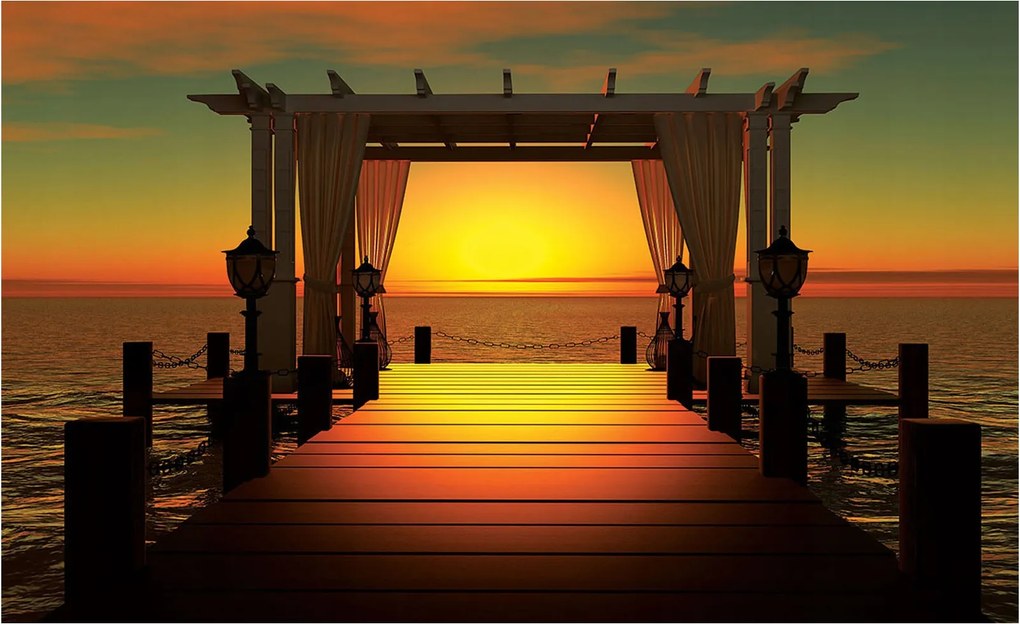 Fotótapéta Naplemente vinil meleg ragyogás a tengeren 416x254 +ragasztó