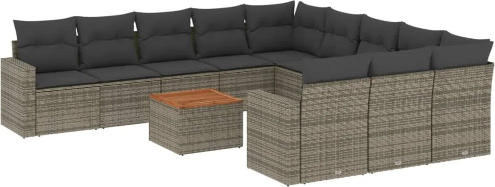 vidaXL 12 részes szürke polyrattan kerti ülőgarnitúra párnákkal