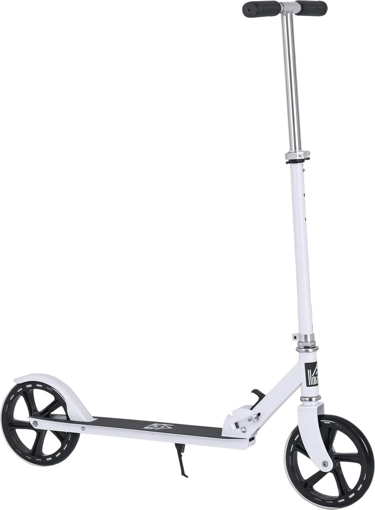 HOMCOM Összecsukható Roller Gyerekeknek 7-14 Év 4 Szintben Állítható Magasságú Kormány 88x37x100 cm Fehér | Aosom