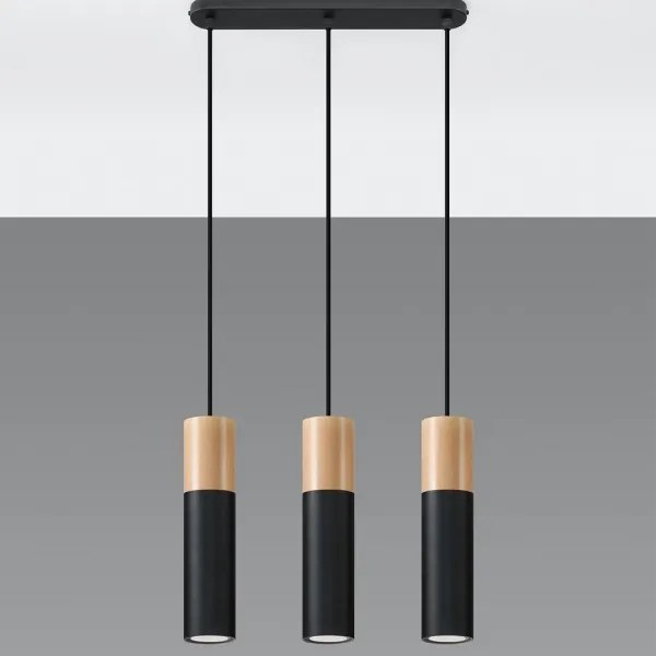 Sollux SL.0634 - Csillár zsinóron PABLO 3xGU10/40W/230V fekete