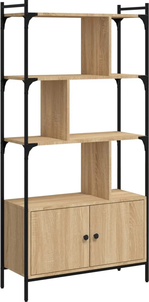 vidaXL sonoma tölgyfa ajtós könyvespolc 76,5x30x154,5 cm rétegelt fa