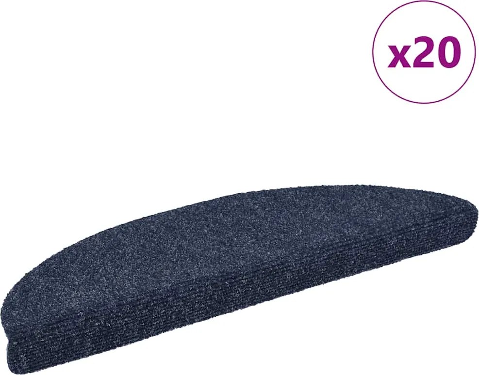 vidaXL 20 db öntapadós lépcsőszőnyeg, kék, félkör alakú, 56 x 17 x 3 cm