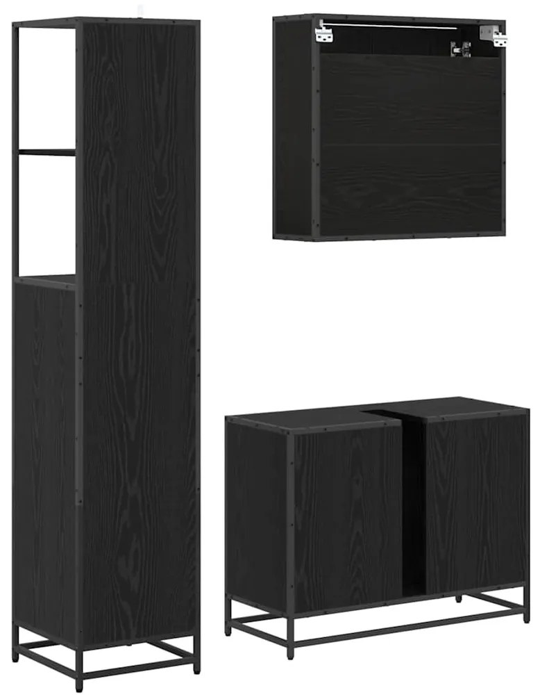 Fürdőszoba bútor szett 3 pcs Musta tammi 80 x 33 x 60 cm