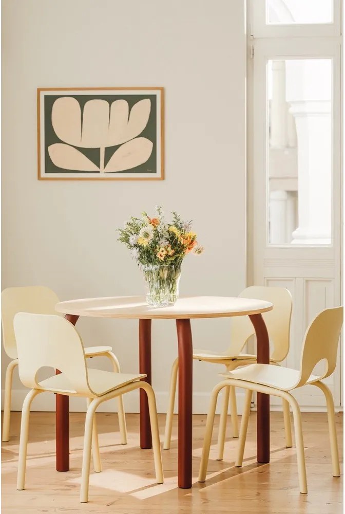 Kerek étkezőasztal tölgyfa dekoros asztallappal ø 100 cm Meko – noo.ma