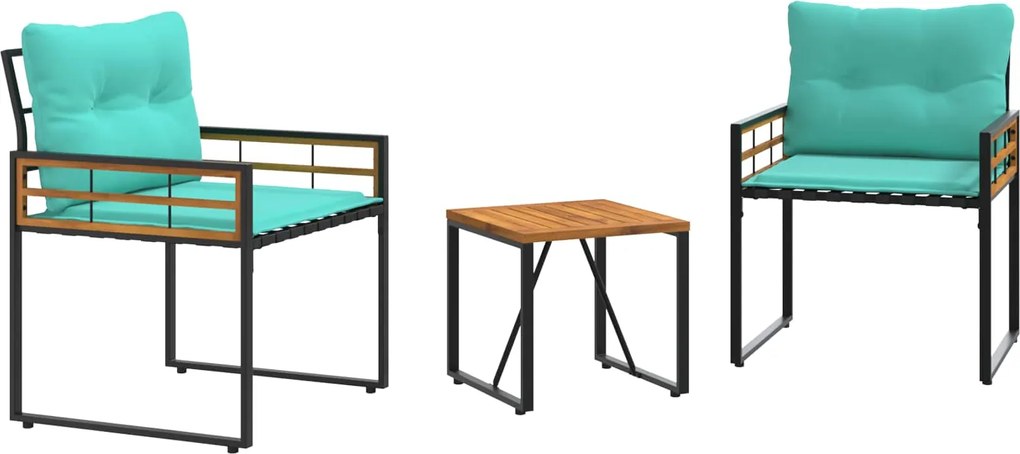 vidaXL Kültéri Bútor Szett párnával 3 pcs Türkiz