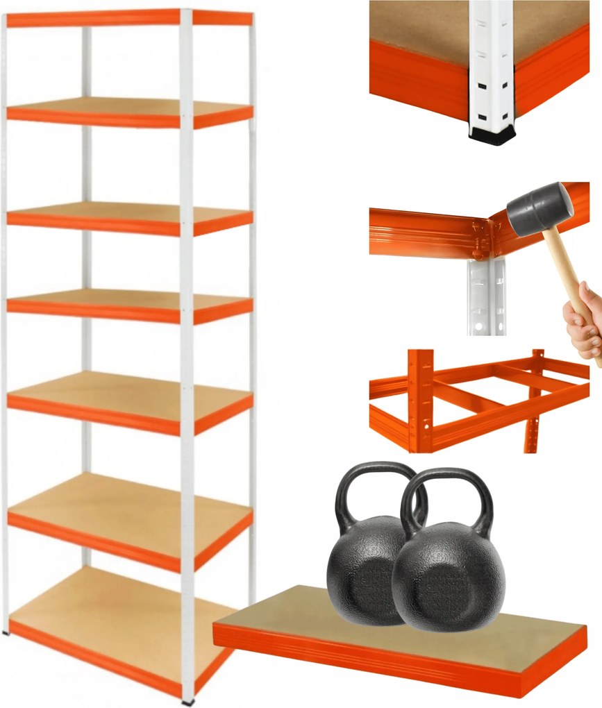 Tárolószekrény fém állvány Helios 270x120x35cm 7Px275kg Tömör Magas