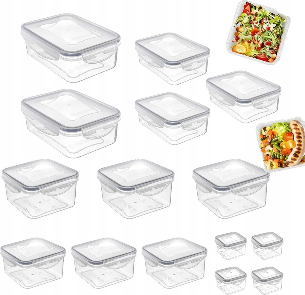 15db-os Ételtároló Dobozok Légmentesen Záródó Tartályok Fedéllel Box Lunchbox Szett