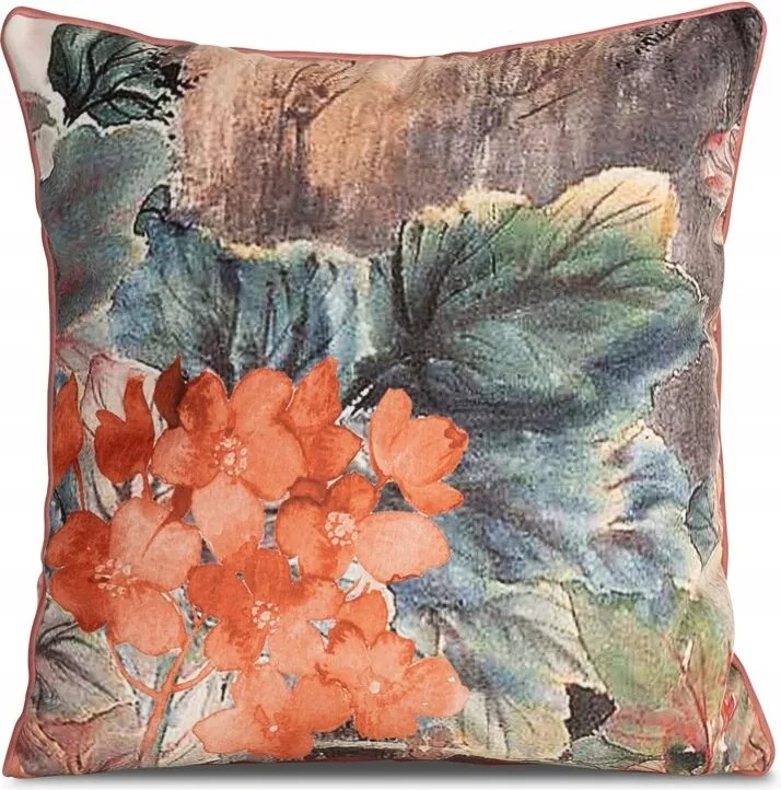 Párnahuzat 60x60 Chloe virágok barna vörös velúr