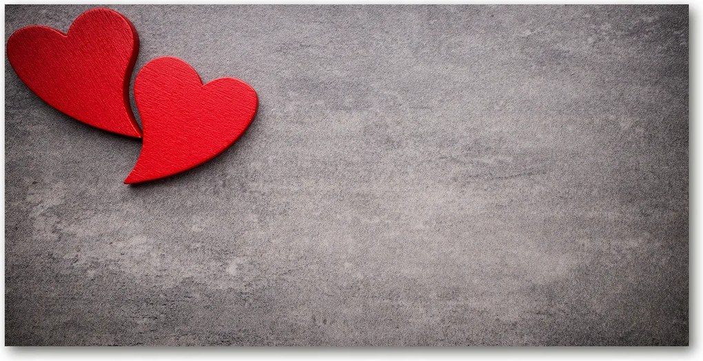 Fotó vászonkép edzett üveg Piros szívek 140x70