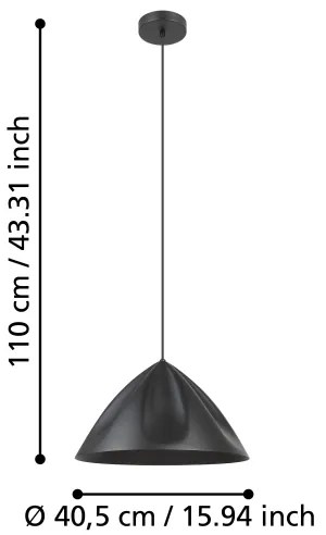 Eglo 900835 - Csillár zsinóron PODERE 1xE27/40W/230V fekete