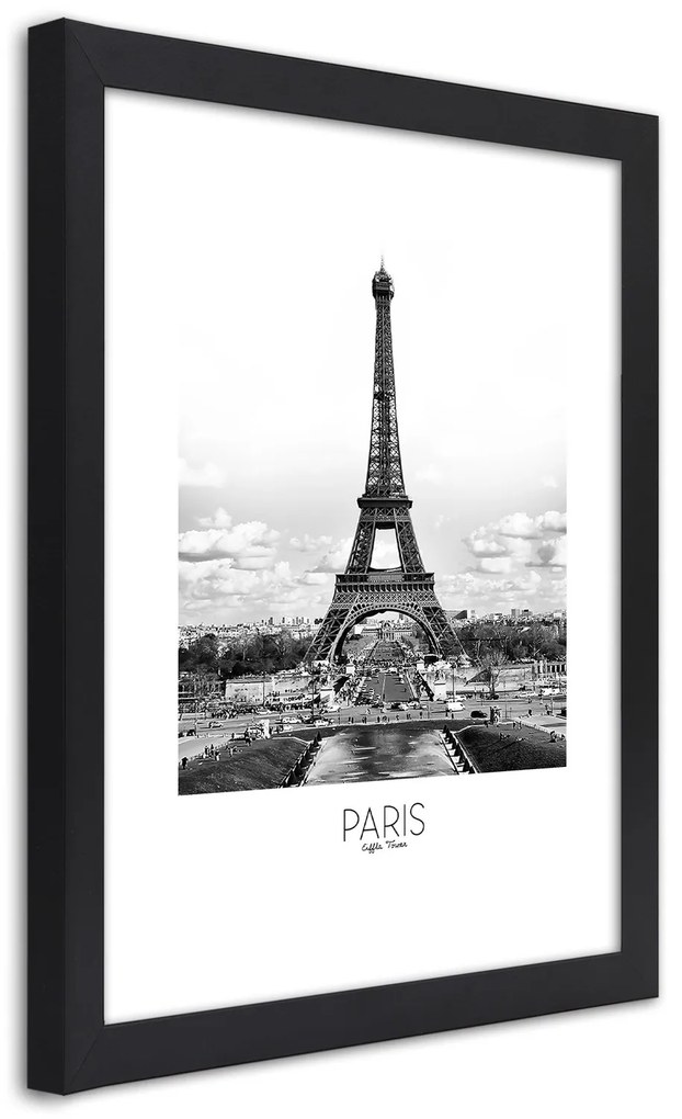 Gario Poszter Az ikonikus Eiffel-torony A keret színe: Fekete, Méret: 40 x 60 cm