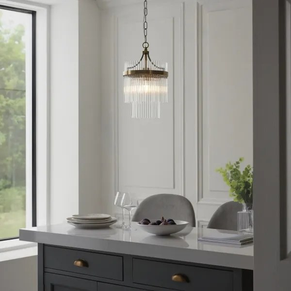 Endon 112572 - Láncos csillár MARIETTA 1xE27/10W/230V sárgaréz/átlátszó