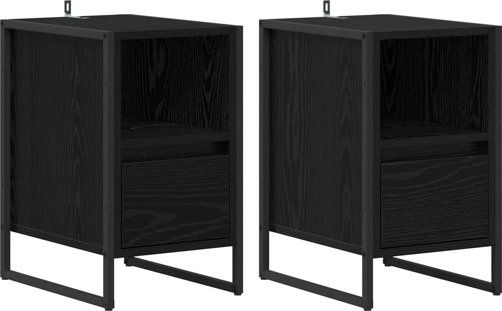 vidaXL Éjjeli asztal 2 pcs Fekete tölgy 39,5 x 30 x 50 cm Faanyag