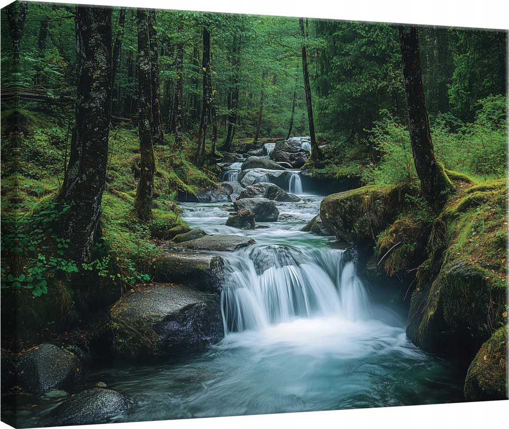 Vászon Falikép Vízesés Erdő Kilátás A Hálószobába Konyha Nappali 120x80