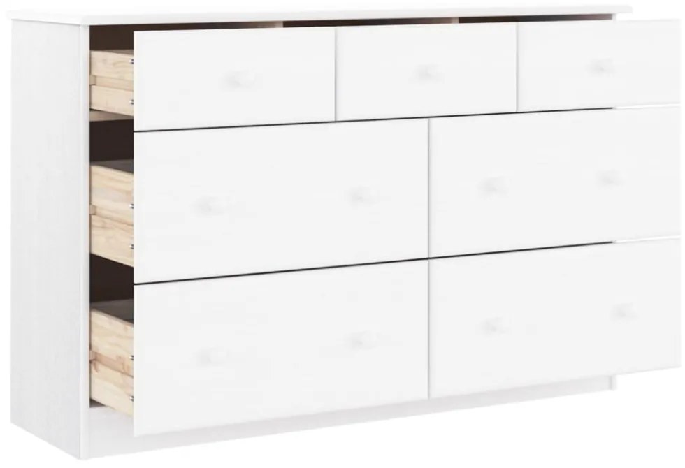 ALTA fehér tömör fenyőfa komód 112x35x73 cm
