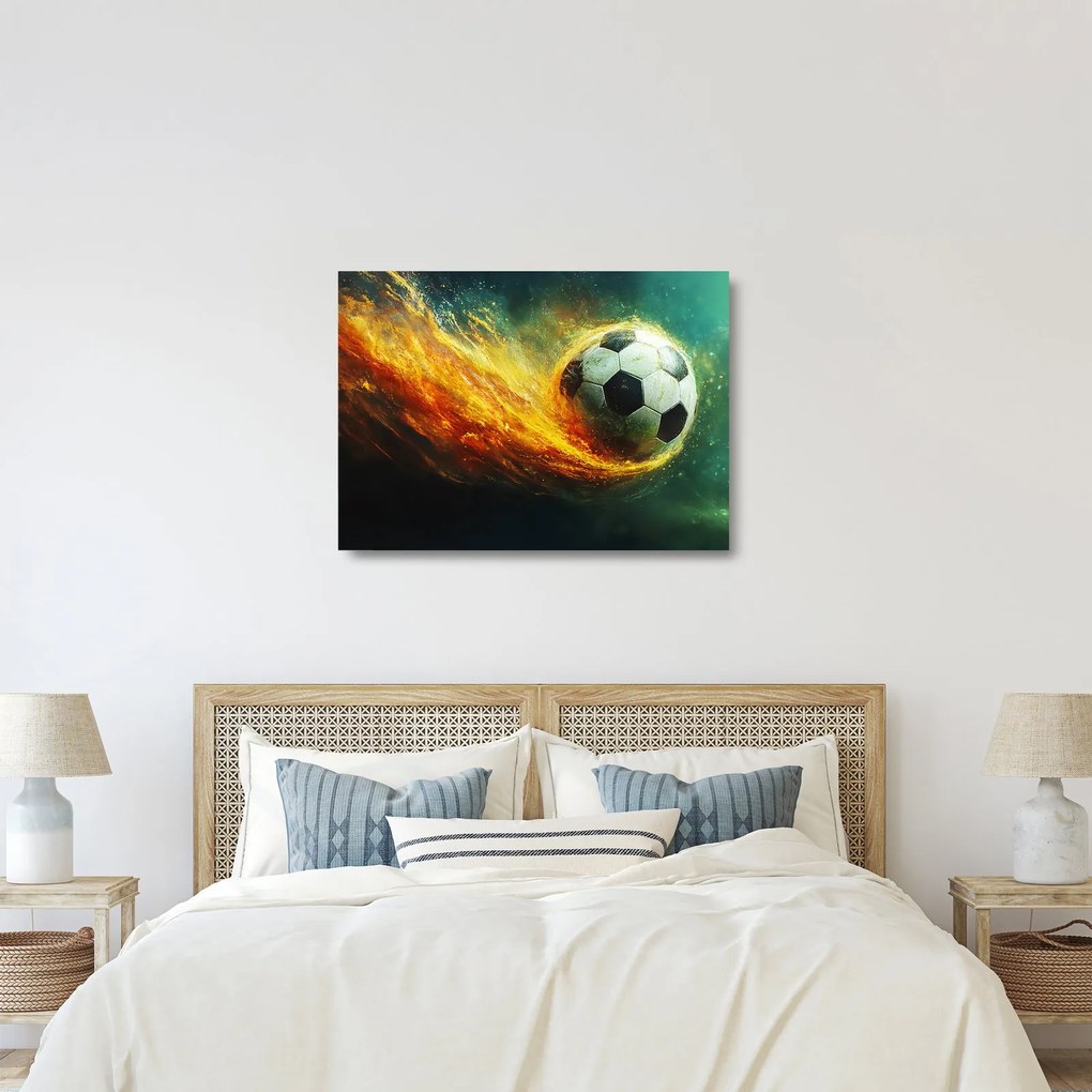 Üveg kép - Focilabda repülés közben (70x50 cm)