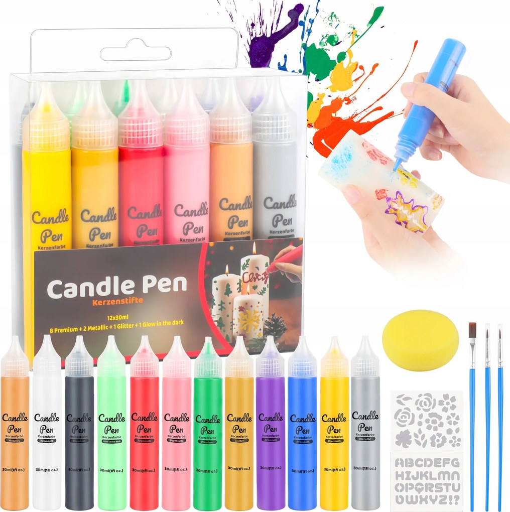 Karácsonyi gyertyafesték filctoll készlet candle 12x30ml